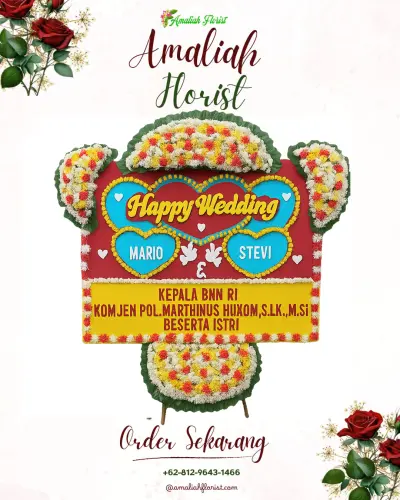 Karangan Papan Bunga Pernikahan di Piasa Wetan